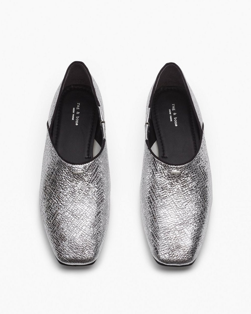 Sadie Leather Flats - Silver