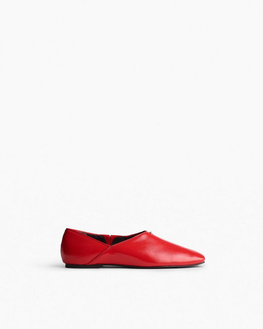 Sadie Leather Flats - Fiery Red