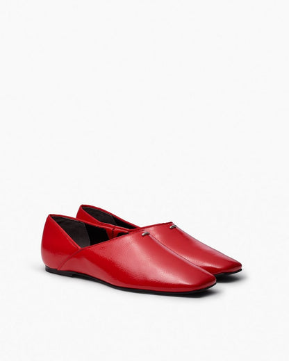 Sadie Leather Flats - Fiery Red