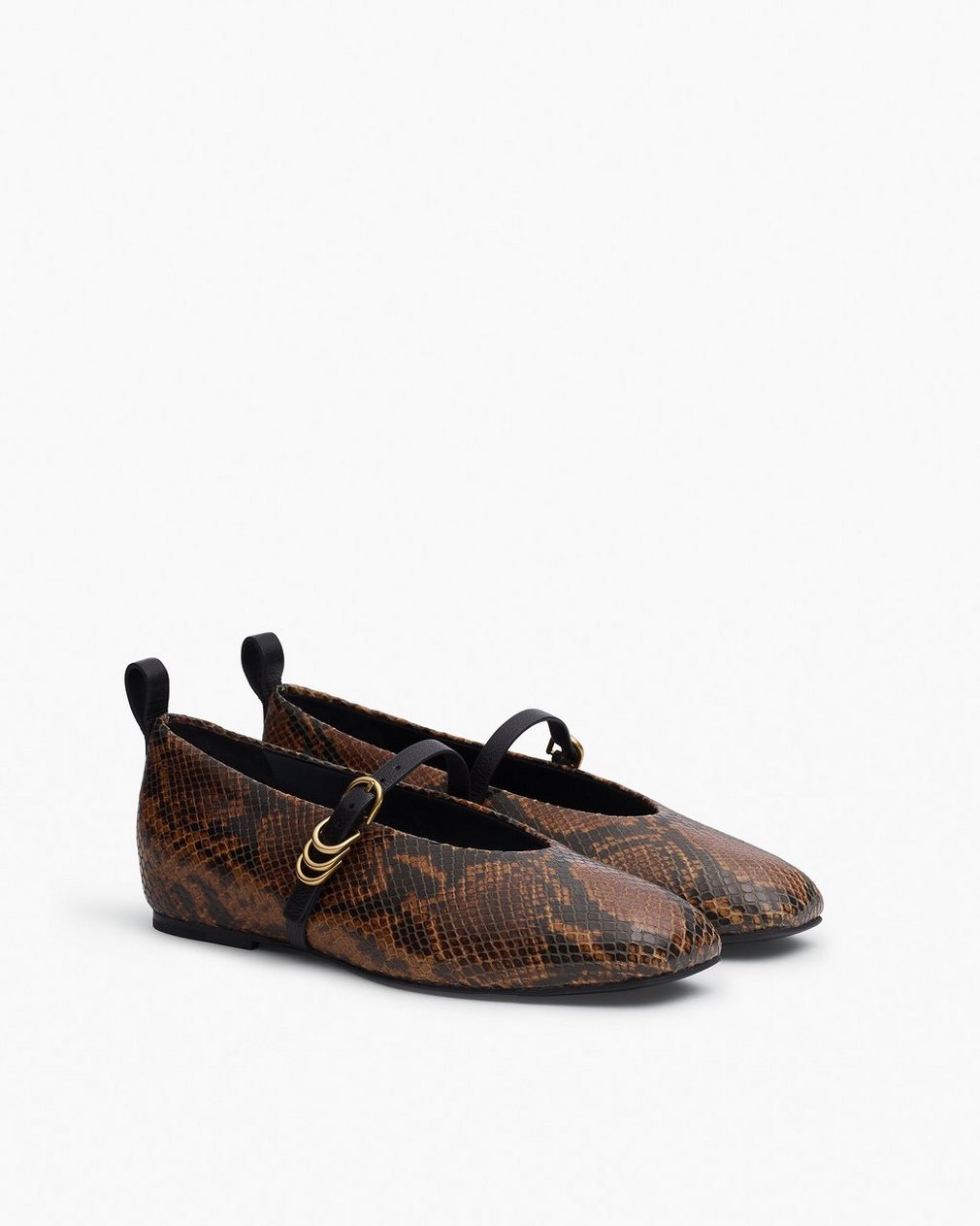 Spire Leather Mary Janes - Brown Snake
