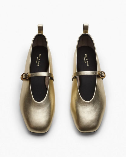Spire Leather Mary Janes - Gold