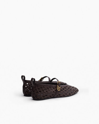 Spire Woven Faux Leather Mary Janes - Dark Epresso Woven