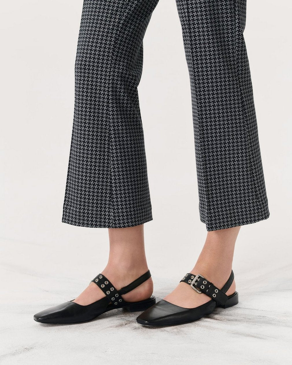 Astra Leather Slingback Flats - Black