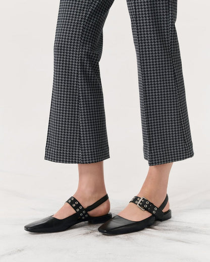 Astra Leather Slingback Flats - Black