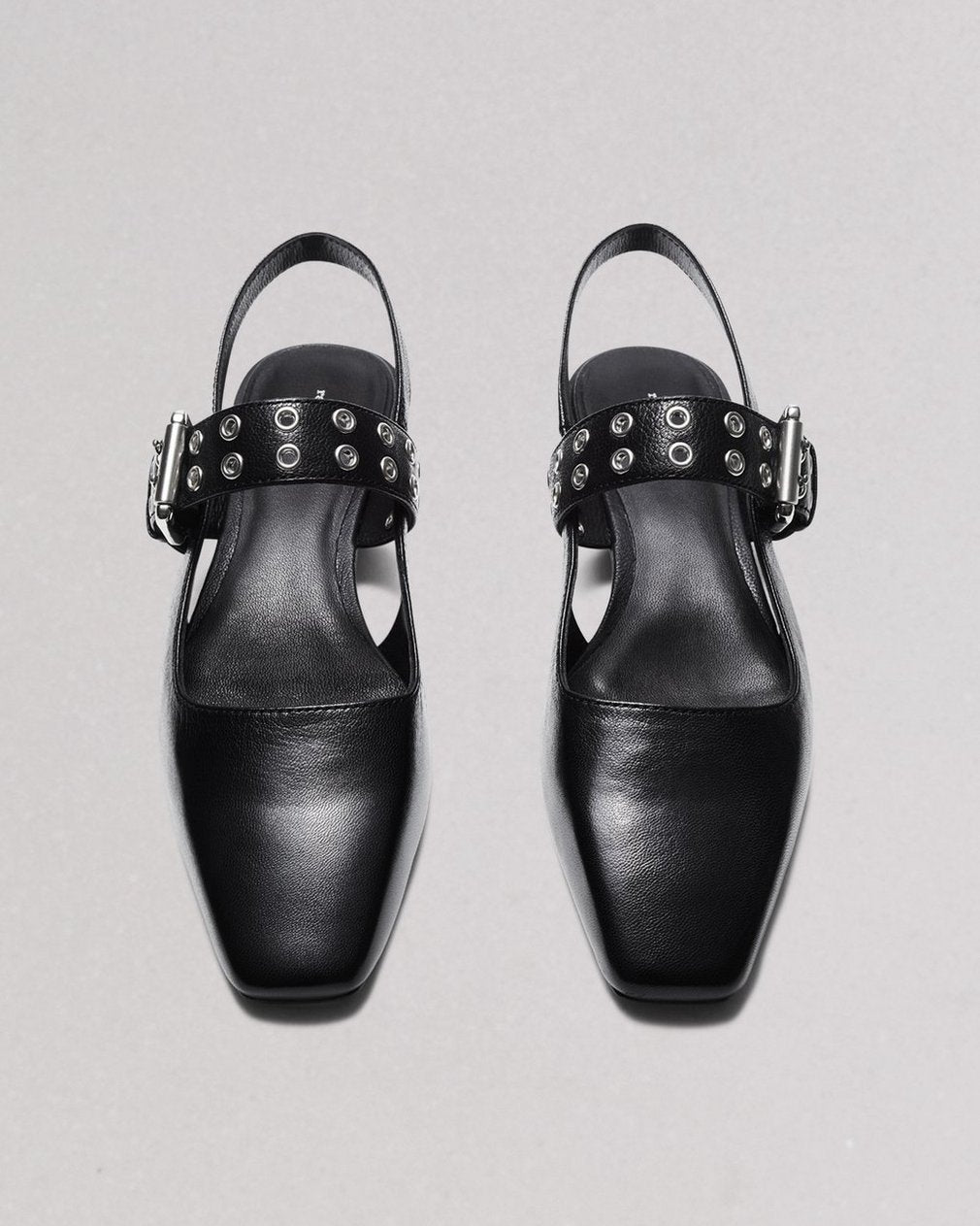 Astra Leather Slingback Flats - Black