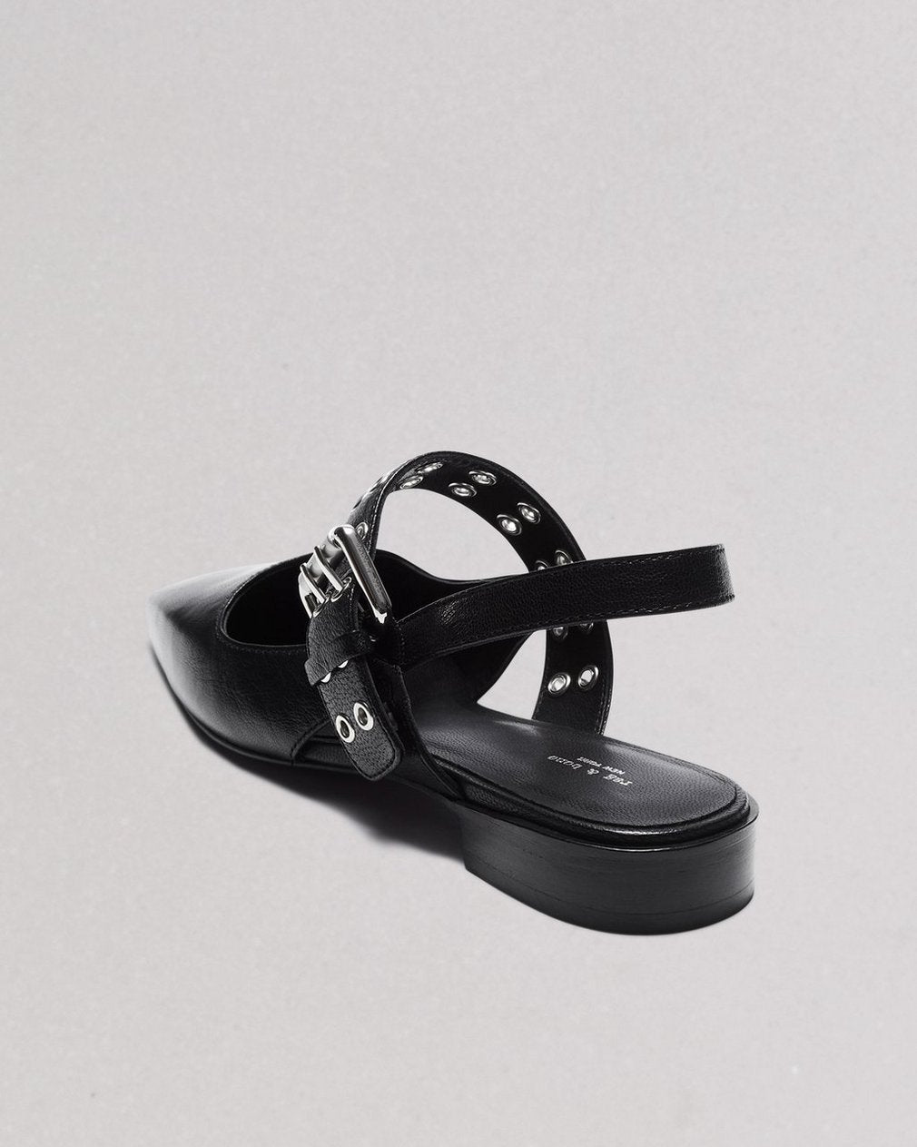 Astra Leather Slingback Flats - Black