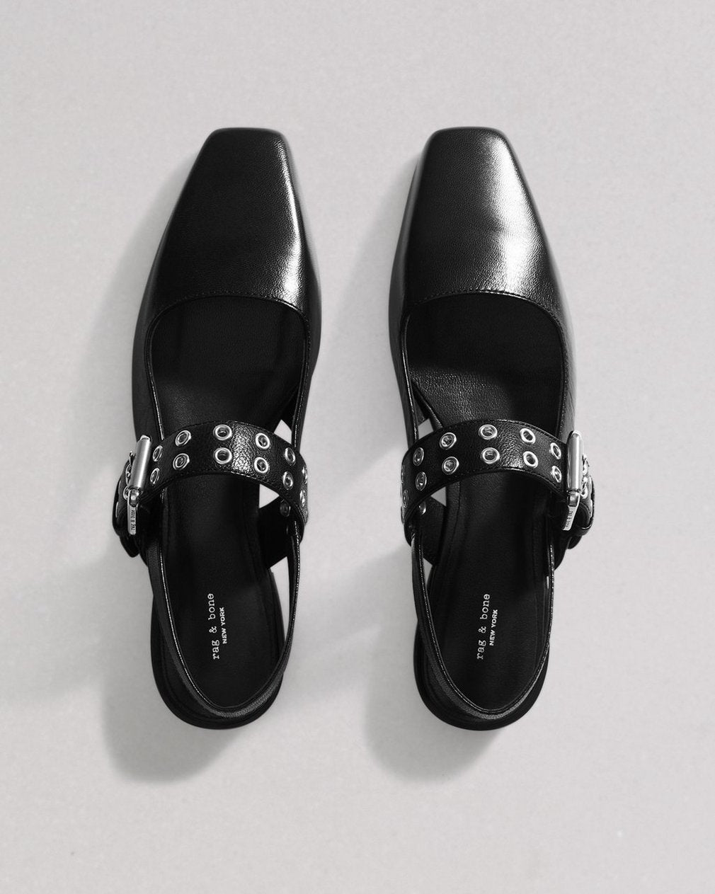 Astra Leather Slingback Flats - Black