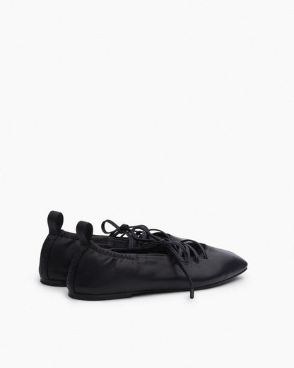 Sophia Leather Ballet Flats - Black