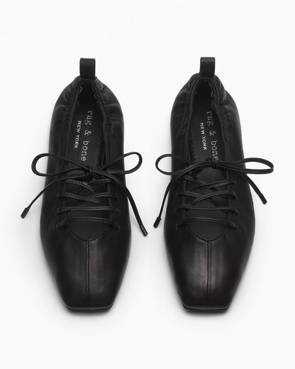 Sophia Leather Ballet Flats - Black