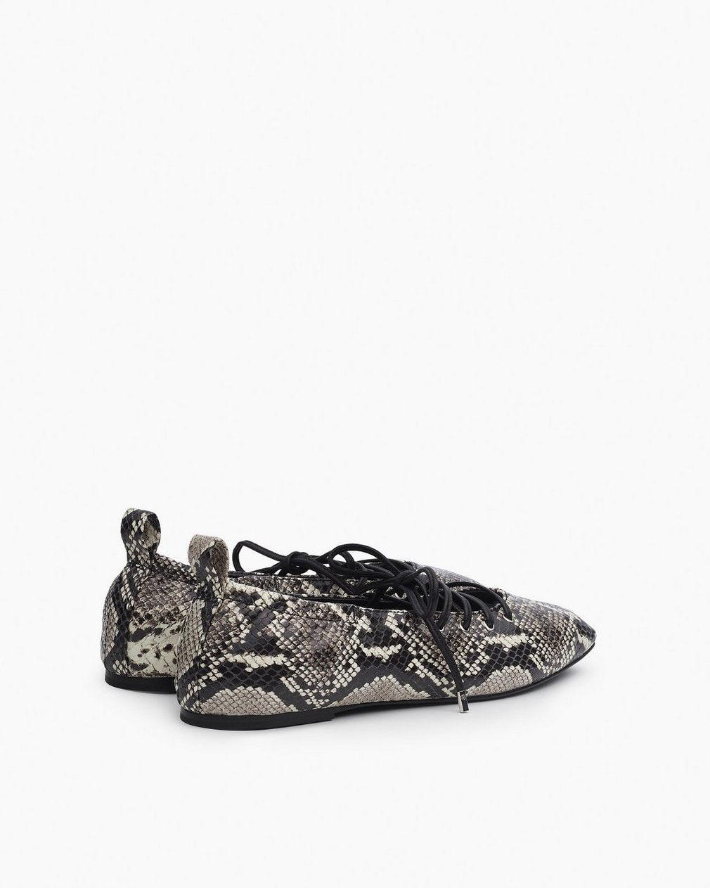 Sophia Embossed Leather Ballet Flats - White Snake