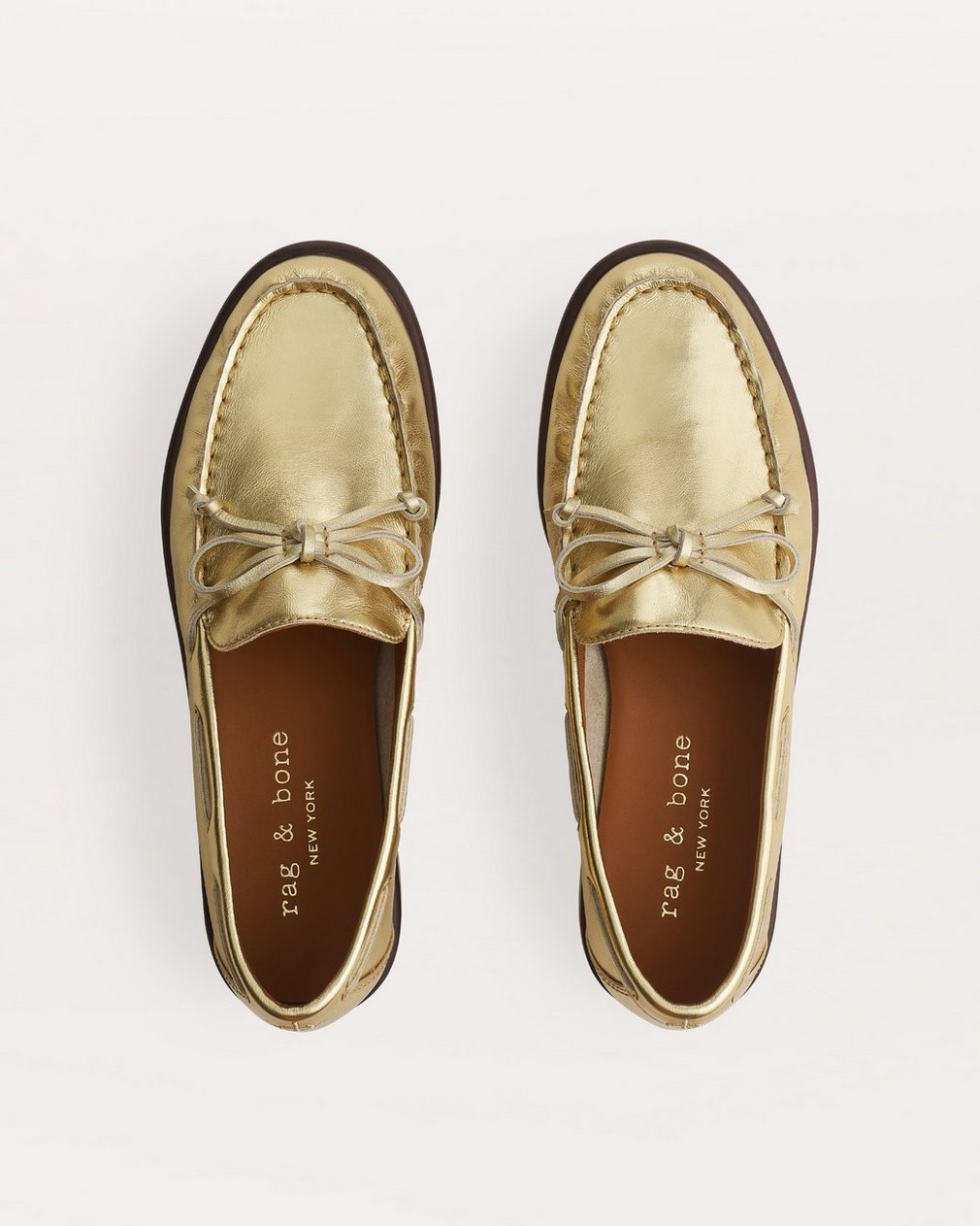 Carter Metallic Leather Boat Shoes - Gold
