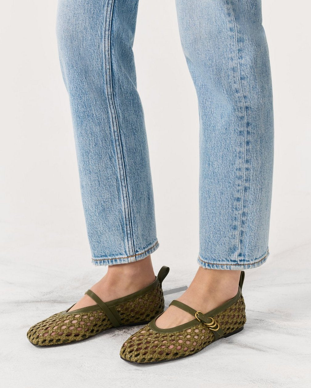 Spire Woven Mary Janes - Loden Woven