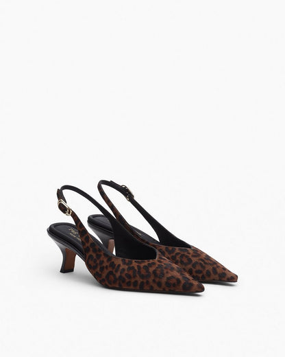 Madison Leopard Calf Hair Slingbacks - Leopard Hair Calf