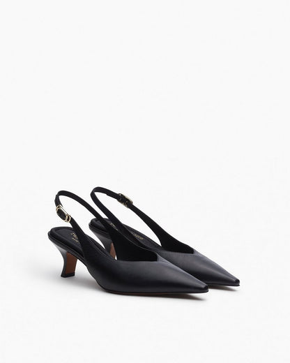 Madison Leather Slingbacks - Black