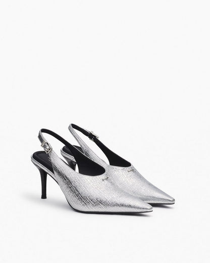 Mercer Leather Slingbacks - Silver