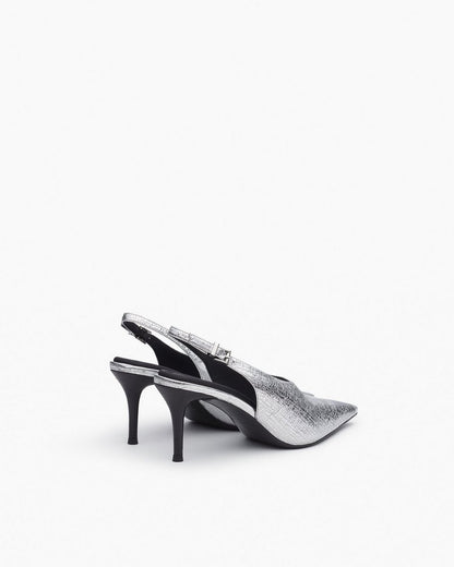 Mercer Leather Slingbacks - Silver