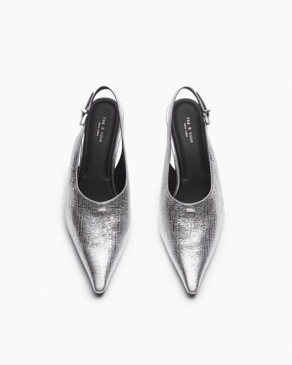Mercer Leather Slingbacks - Silver