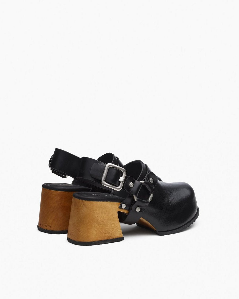 Farrah Leather Harness Clogs - Black