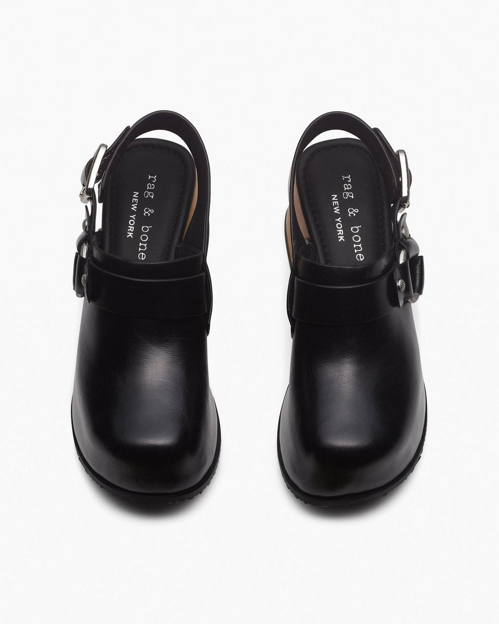 Farrah Leather Harness Clogs - Black