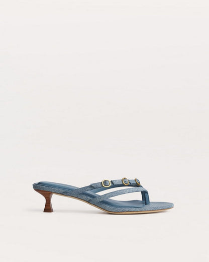 Sammie Kitten Heels - Light Wash Denim