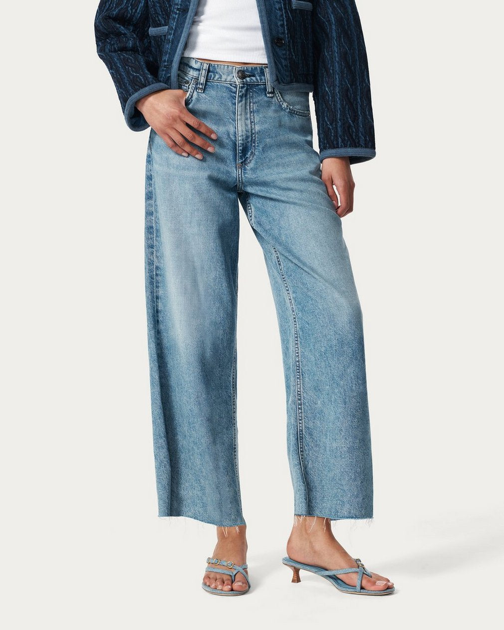 Sammie Kitten Heels - Light Wash Denim
