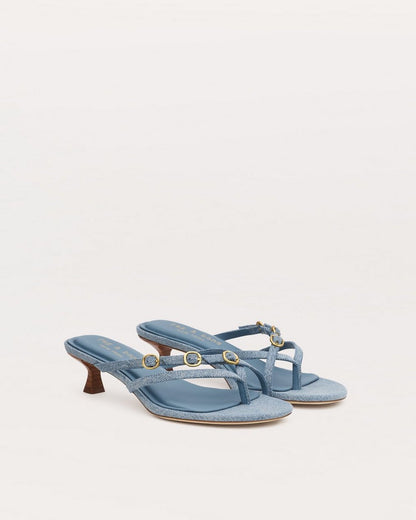 Sammie Kitten Heels - Light Wash Denim