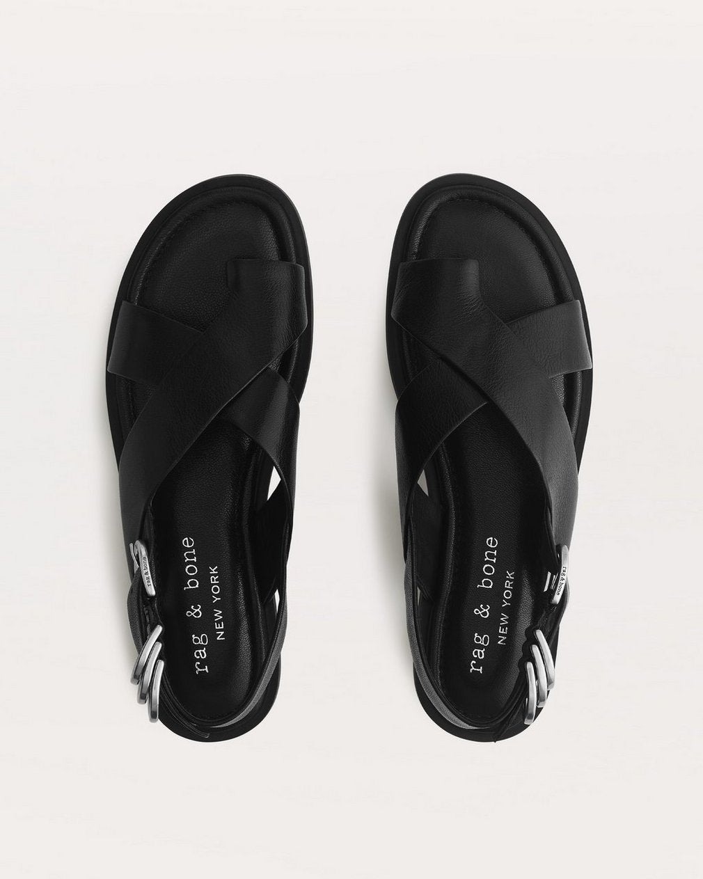 Gia Leather Crossover Sandals - Black