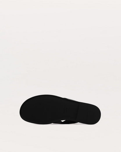 Gia Leather Crossover Sandals - Black
