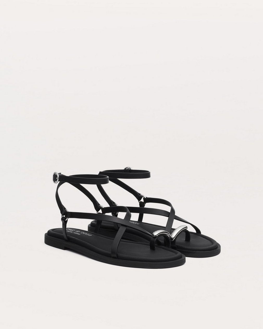 Geo Toe Ring Sandals - Black