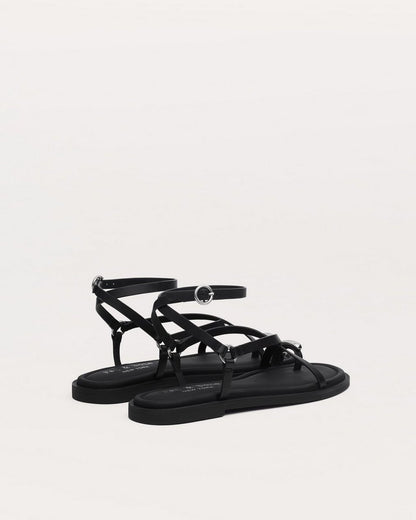 Geo Toe Ring Sandals - Black