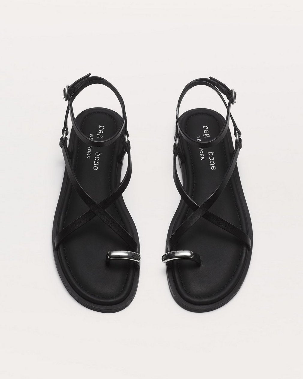 Geo Toe Ring Sandals - Black