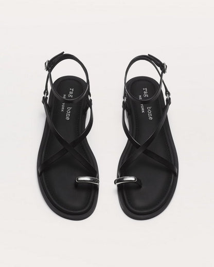 Geo Toe Ring Sandals - Black