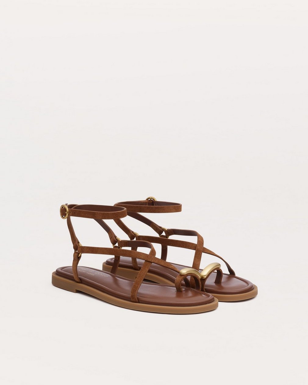 Geo Toe Ring Sandals - Umber Suede