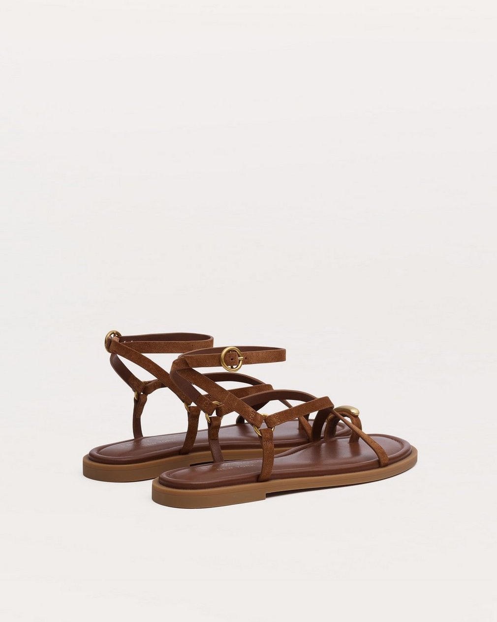 Geo Toe Ring Sandals - Umber Suede