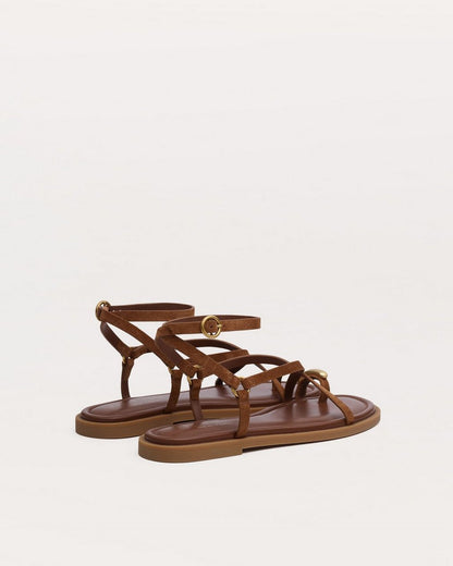 Geo Toe Ring Sandals - Umber Suede