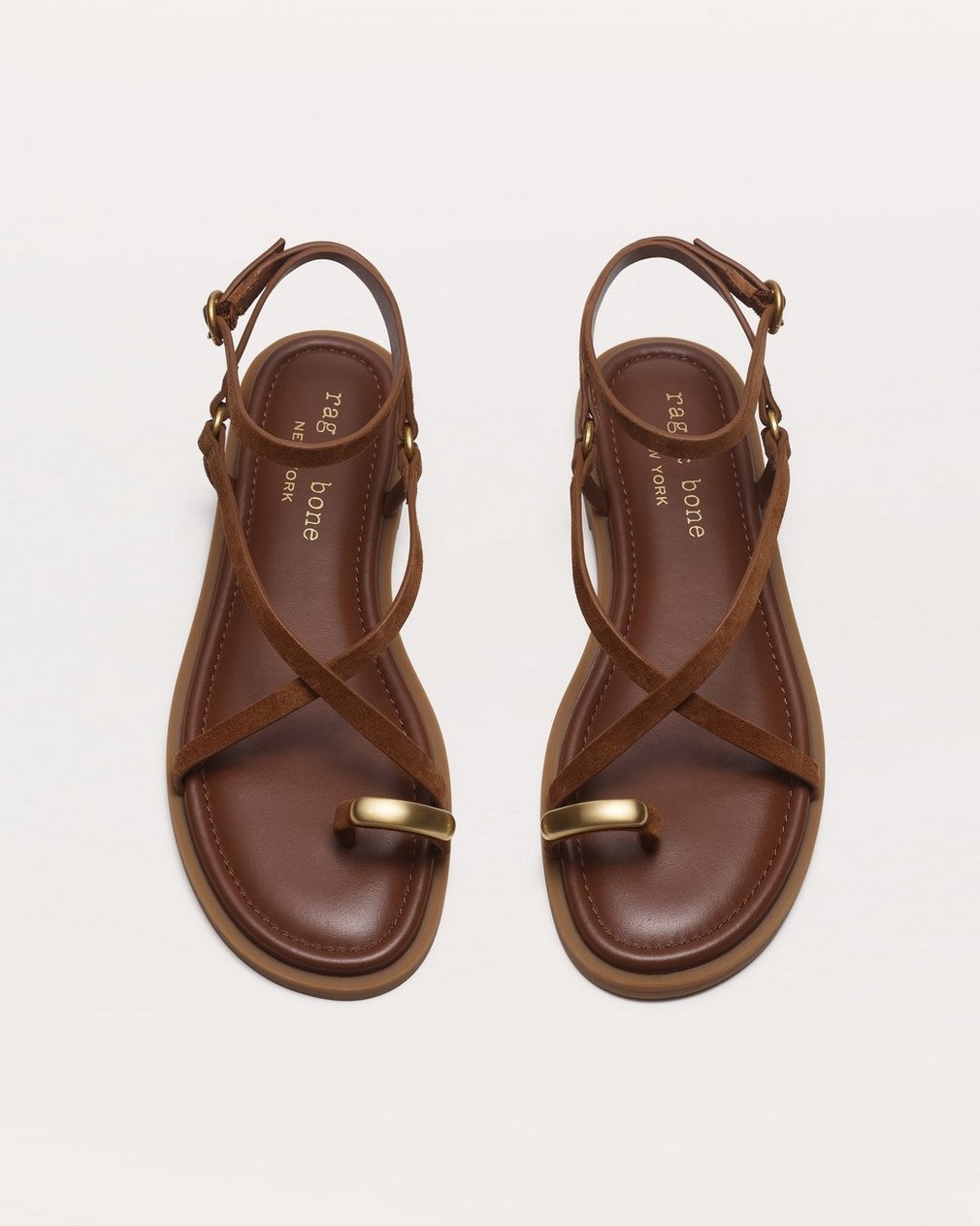 Geo Toe Ring Sandals - Umber Suede