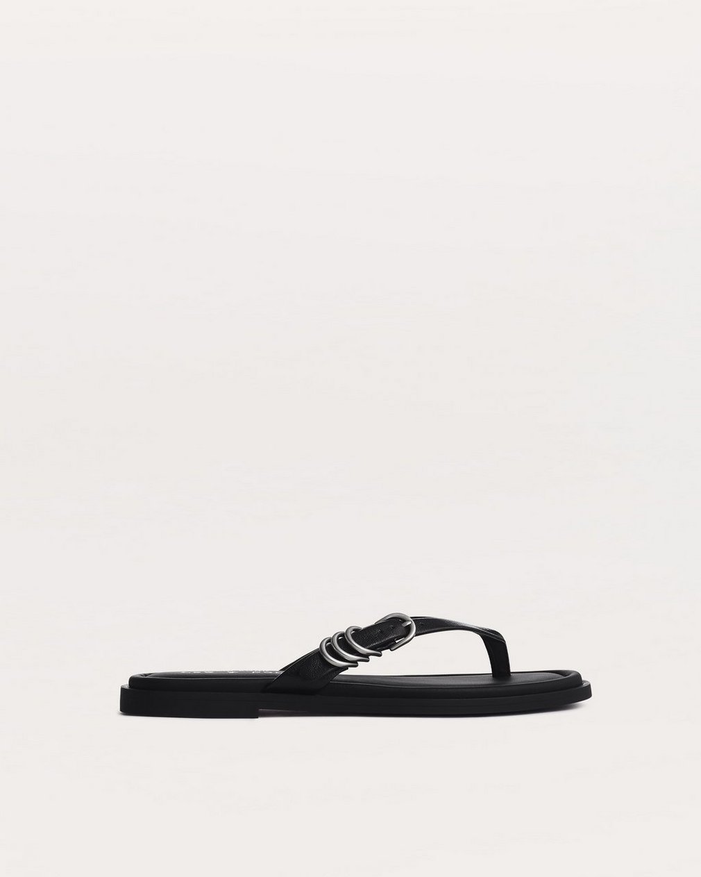 Gia Leather Flip Flops - Black