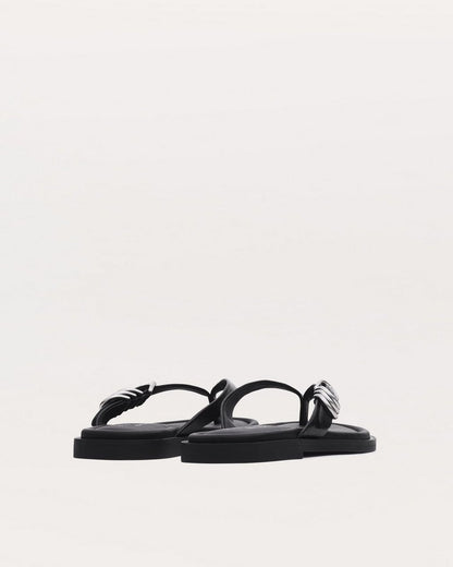 Gia Leather Flip Flops - Black