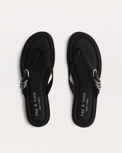Gia Leather Flip Flops - Black