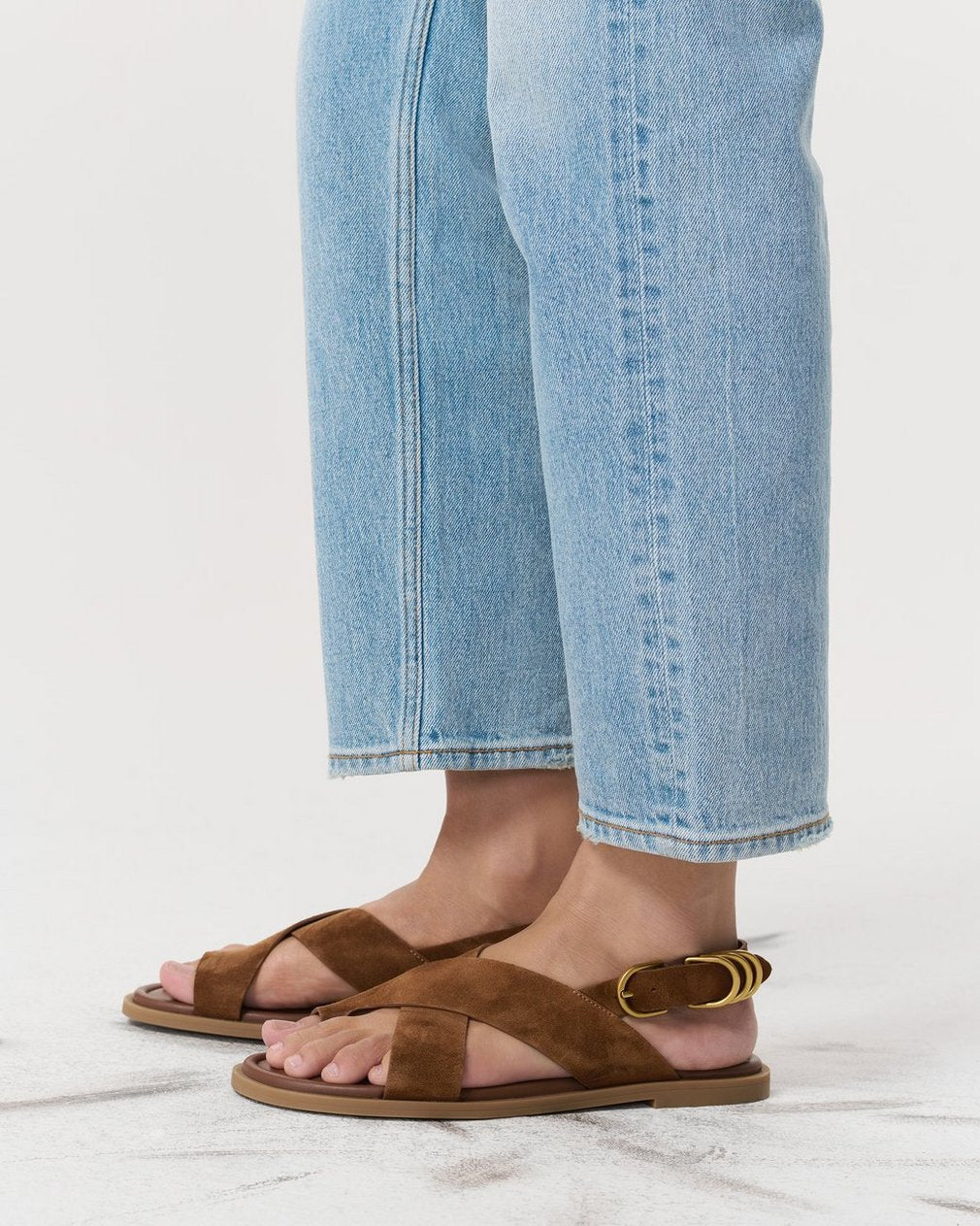 Gia Suede Crossover Sandals - Umber Suede
