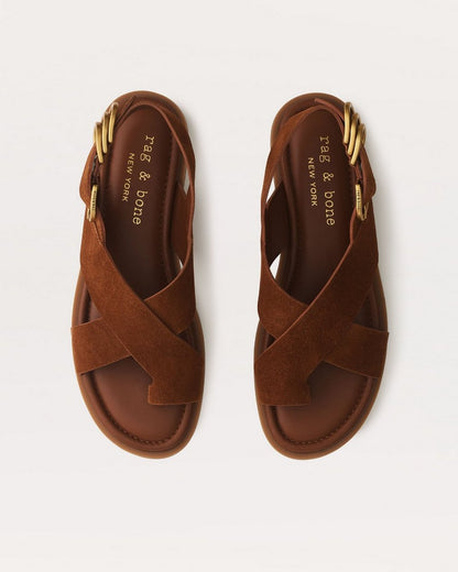Gia Suede Crossover Sandals - Umber Suede