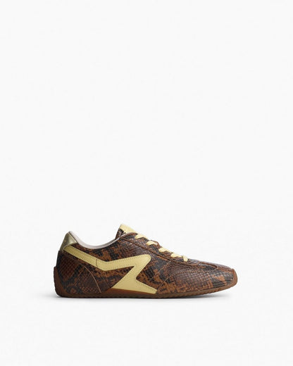 Ultra Slim Retro Runner Sneakers - Mocha Snake