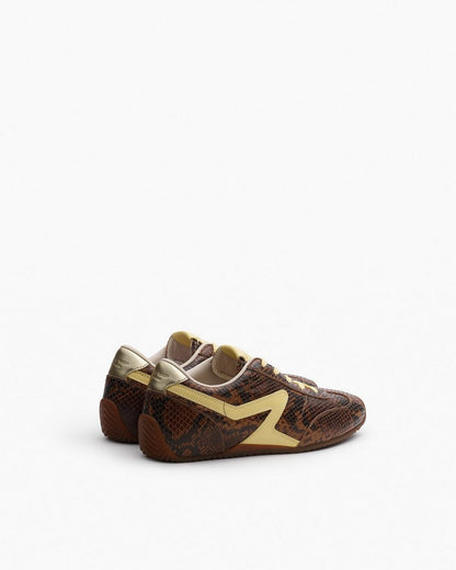 Ultra Slim Retro Runner Sneakers - Mocha Snake