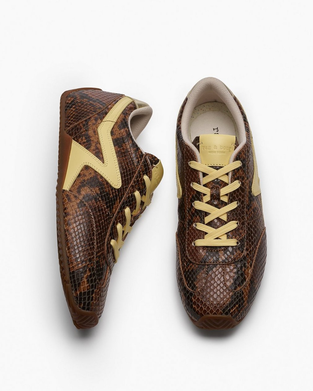 Ultra Slim Retro Runner Sneakers - Mocha Snake