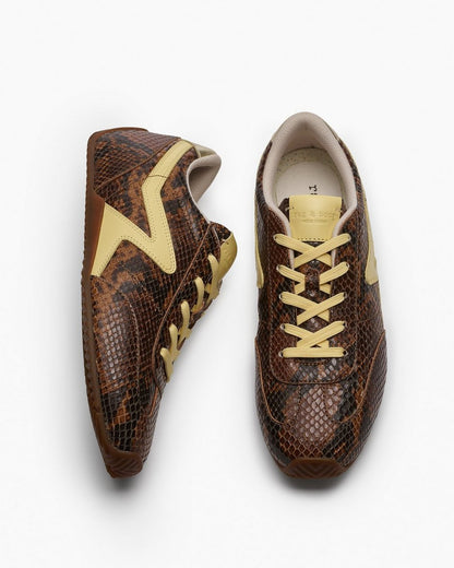 Ultra Slim Retro Runner Sneakers - Mocha Snake