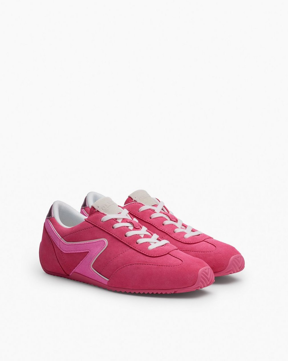 Ultra Slim Retro Runner Sneakers - Hot Pink Suede