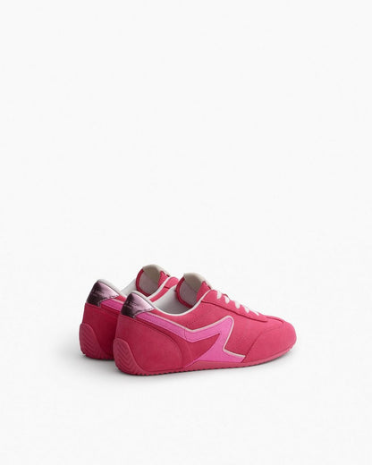 Ultra Slim Retro Runner Sneakers - Hot Pink Suede