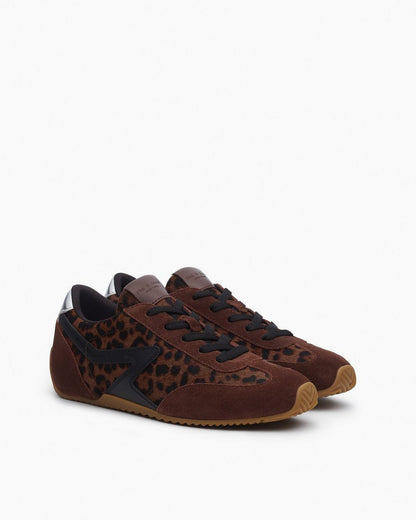 Ultra Slim Retro Runner Sneakers - Leopard Mocha