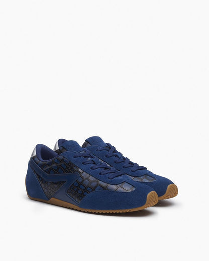 Ultra Slim Retro Runner Sneakers - Indigo Croc