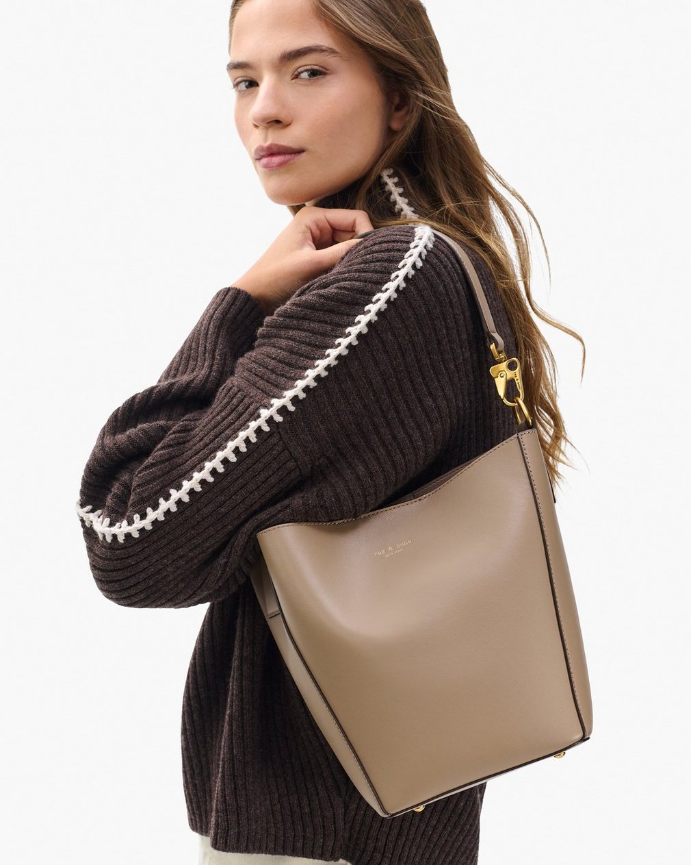 Parker Leather Bucket Bag - Clay